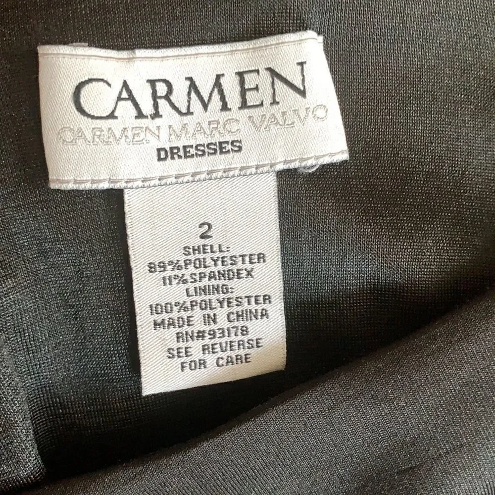 Carmen Marc Valvo Black Ruffle Hem Dress